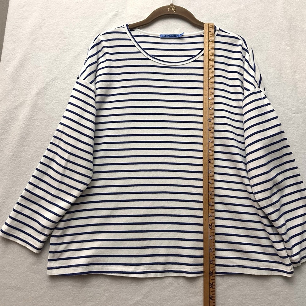 J. McLaughlin Womens Medium M Blue Striped 3/4 Sleeve Nautical Fisherman - Picture 5 of 7